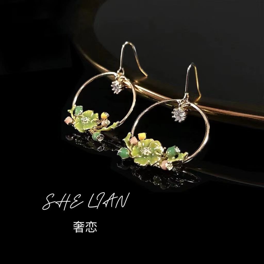 1001 S925 shelian handmade flower earrings