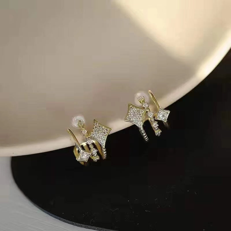 1006 S925 shelian handmade comet C hoop earrings