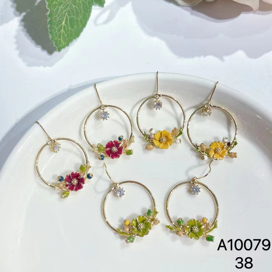 1001 S925 shelian handmade flower earrings