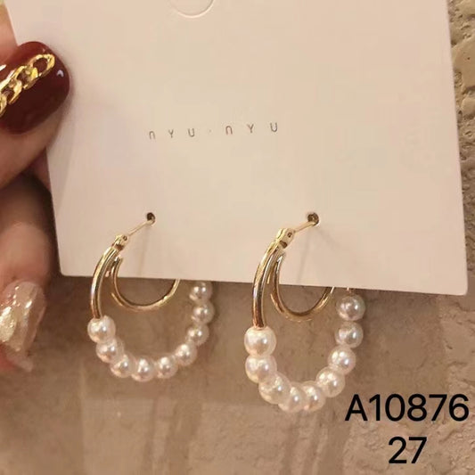 1010 S925 shelian handmade shell pearl hoop earrings