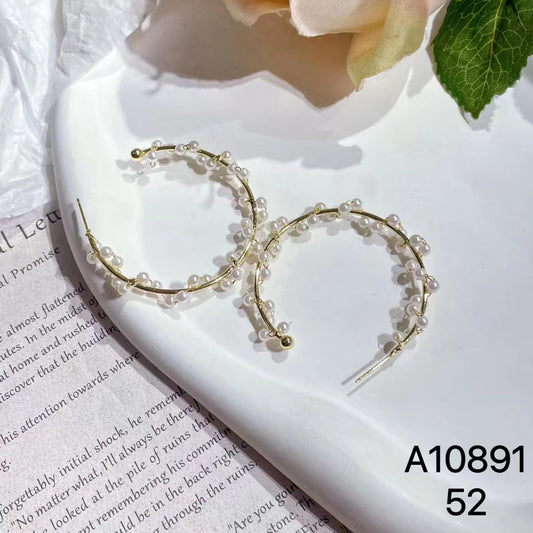 1011 S925 shelian handmade shell pearl C hoop earrings