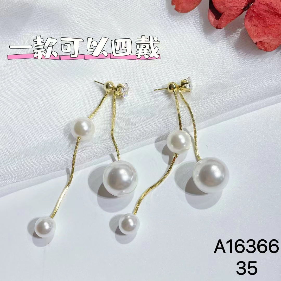 1013 S925 shelian handmade shell pearl dangling earrings