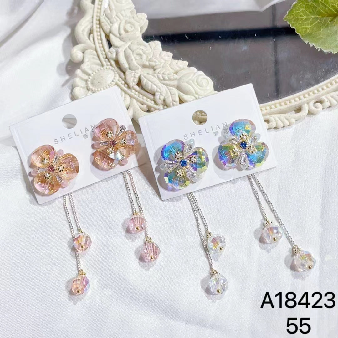 1024 S925 shelian handmade fower crystal earrings