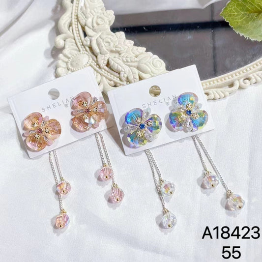 1024 S925 shelian handmade fower crystal earrings