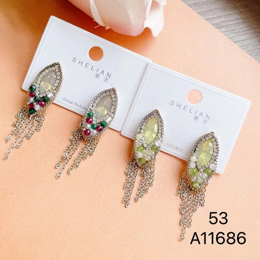 1016 S925 shelian handmade crystal tassel earrings