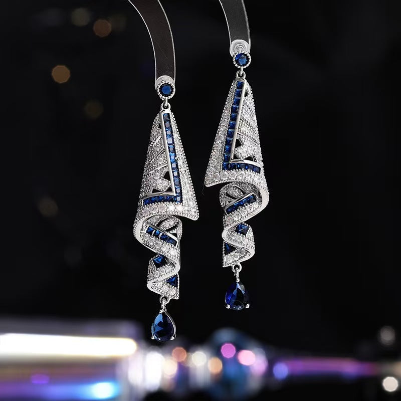 Exquisite S925 Silver Needle Ethnic Earrings with Retro Silk and Jewelry-Style Design