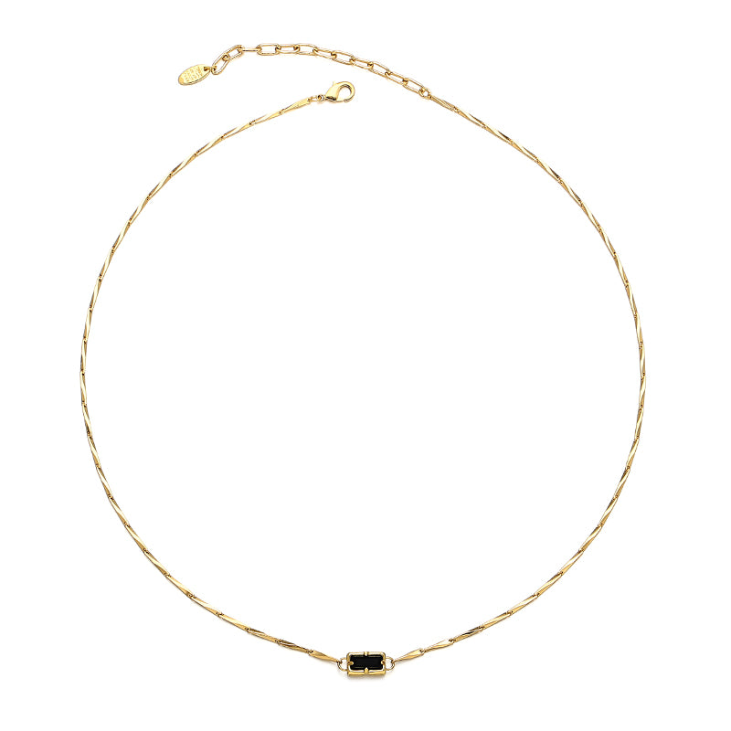 N02 Brass plated 18k gold  necklace zircon inlay enamel necklace