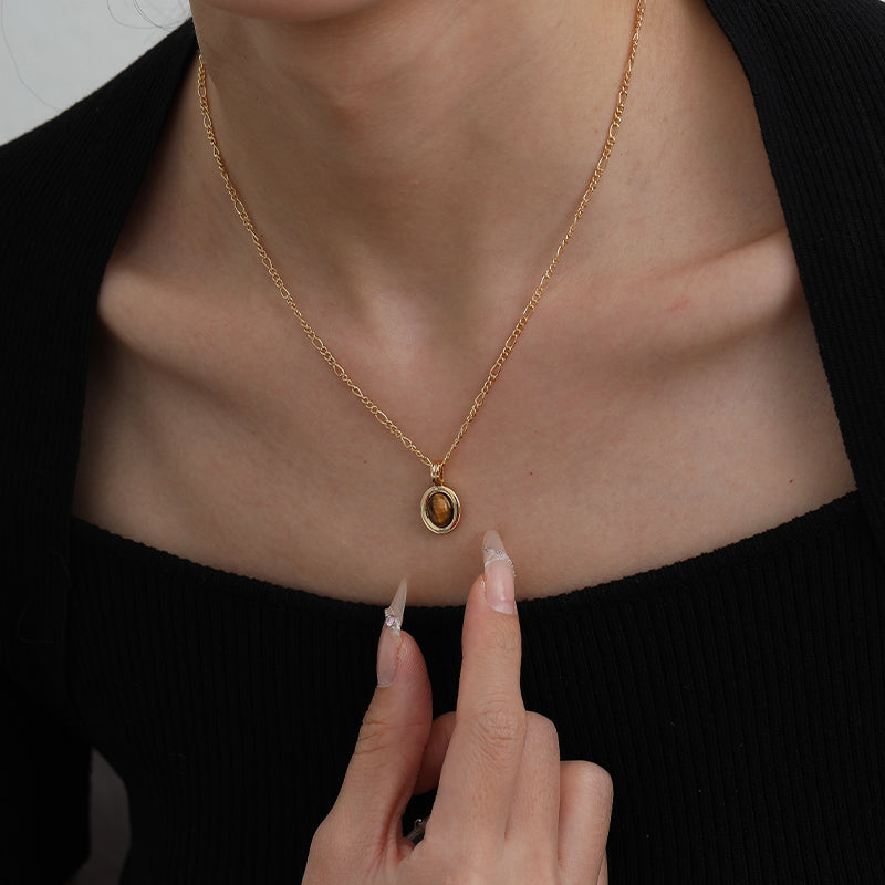 N01 Brass plated 18k gold natural simple style necklace