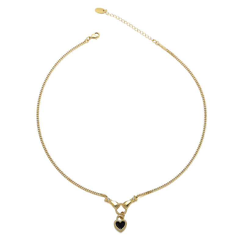 N02 Brass plated 18k gold  necklace zircon inlay enamel necklace