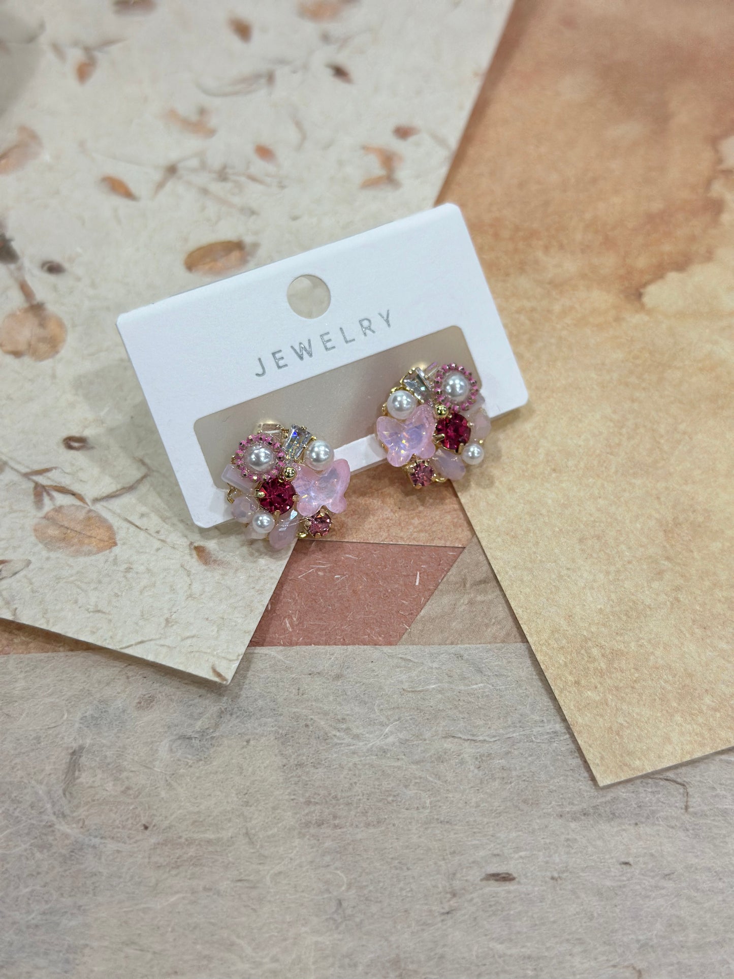 025 S925 shelian handmade pink garden earrings